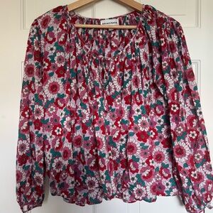 Antik Batik Fuchsia Floral Tie-Neck Blouse